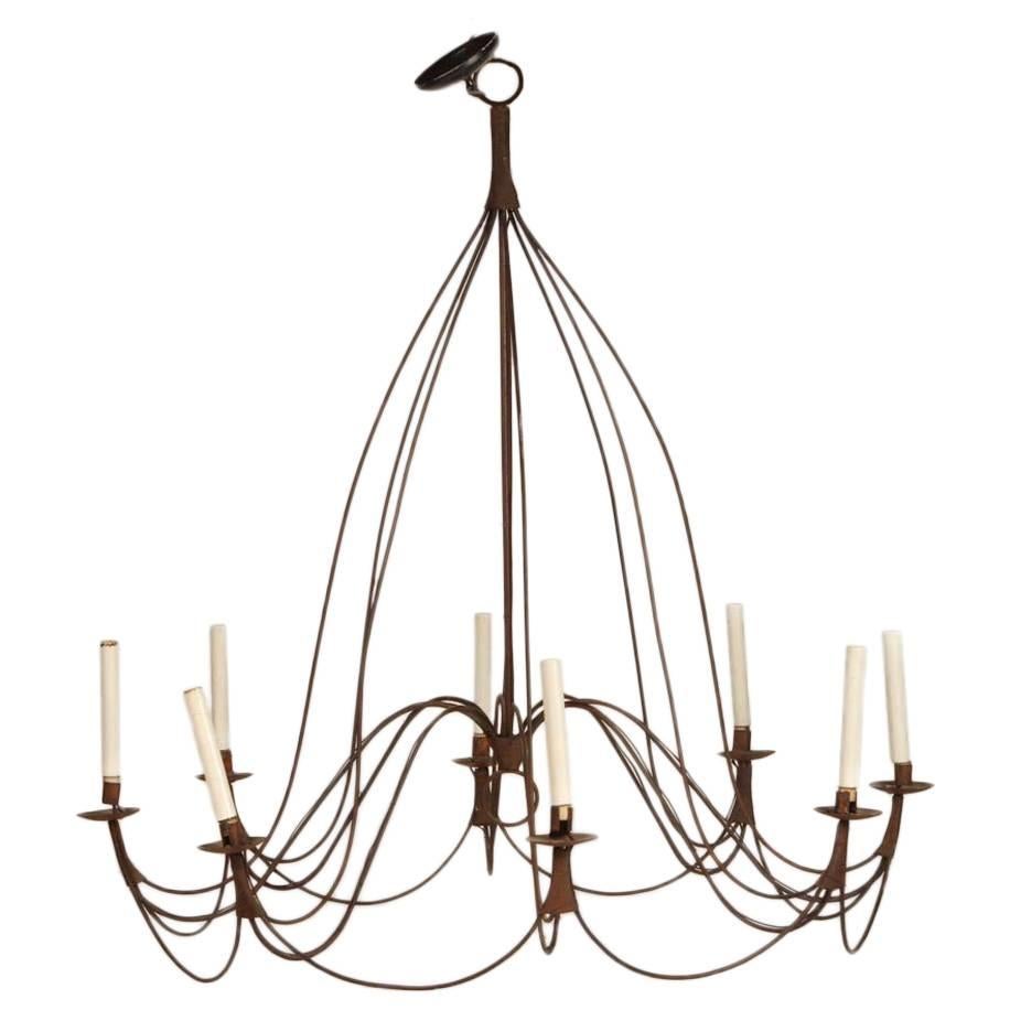 Large Rustic French Provincial Eight-Light Chandelier