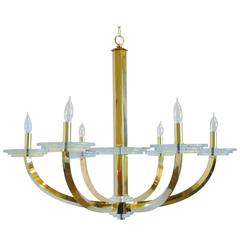 Brass and Acrylic Chandelier, Parzinger Style 7