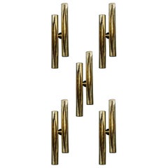 Vintage Exceptional Set of Ten Brass Wall Sconces