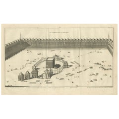 Rare gravure de la Grande Mosque de la Mecque (Masjid al-Haram) par Picart, 1783