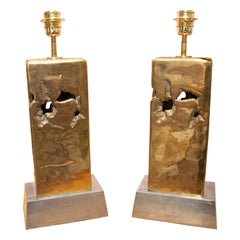 1980s Pair of Spanish Bronze Lamps by David Marshall Artist