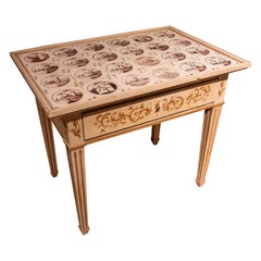 1970s Hand Painted Side Table with Ddrawer and Delft Tile Top, Antwerp