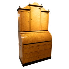 Escritorio Biedermeier Sueco del siglo XIX de madera de abedul y palisandro