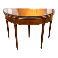 19th Console in Mahogany Convertible Into a Round Game with English tablecloth