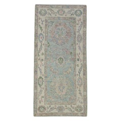 Tapis turc Oushak oriental fait à la main 2'10" x 6' n° 12038