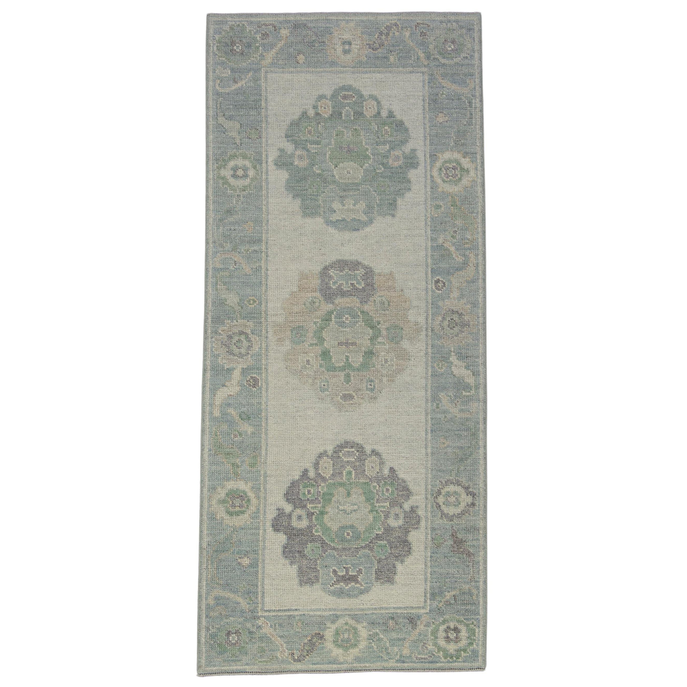 Turkish Oushak Rug Oriental Handmade 2'8" x 6'2" #11616 For Sale