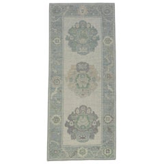 Tapis turc Oushak oriental fait à la main 2'8" x 6'2" n°11616