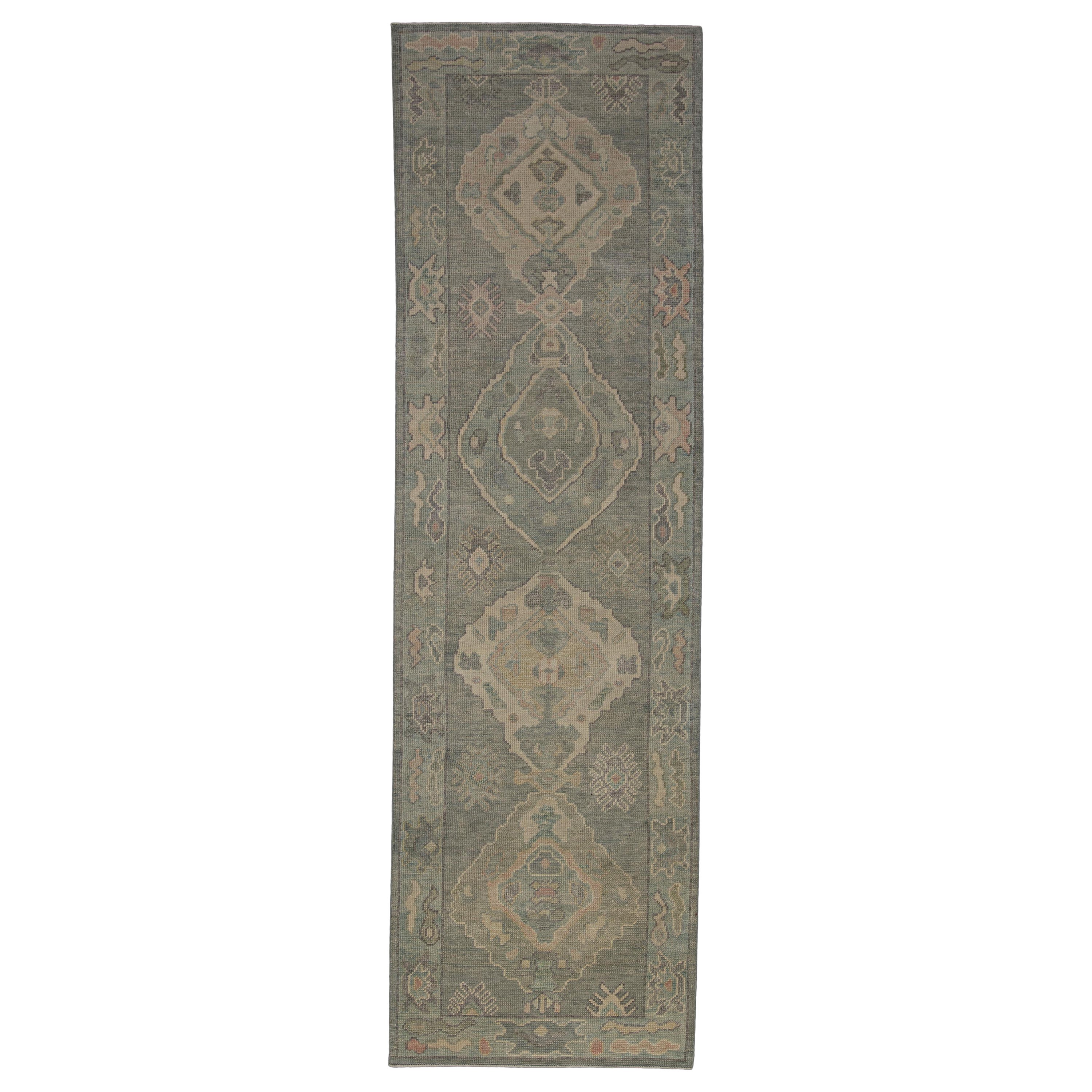 Türkischer Oushak-Teppich Orientalisch Handgefertigt 2'9" x 9'4" #12103