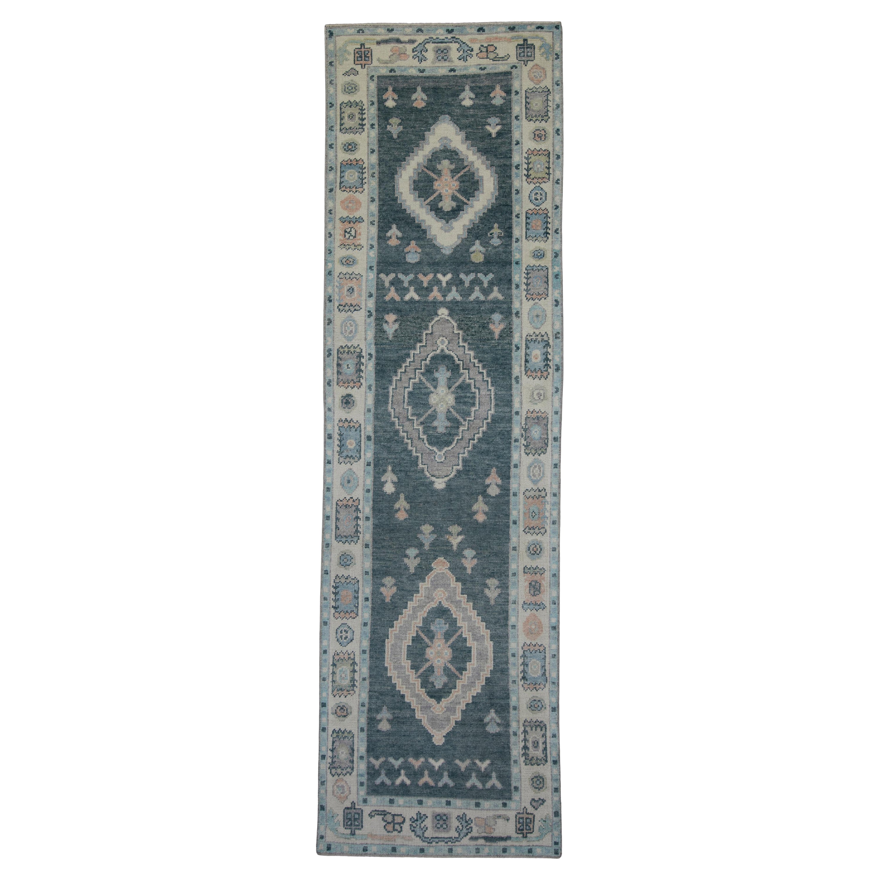 Türkischer Oushak-Teppich Orientalisch Handgefertigt 2'11" x 10' #12111