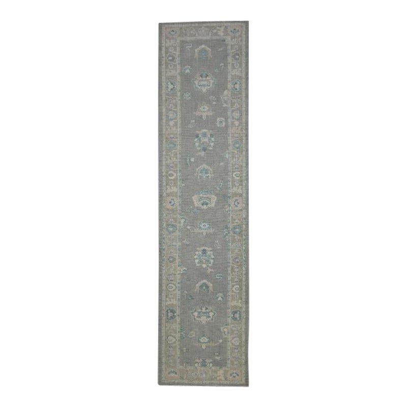 Turkish Oushak Rug Oriental Handmade 3'1" x 12'3" #11938 For Sale
