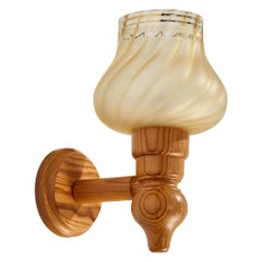 Schwedische Designerin, Wandleuchte, Kiefernholz, Glas, Schweden, 1970er Jahre