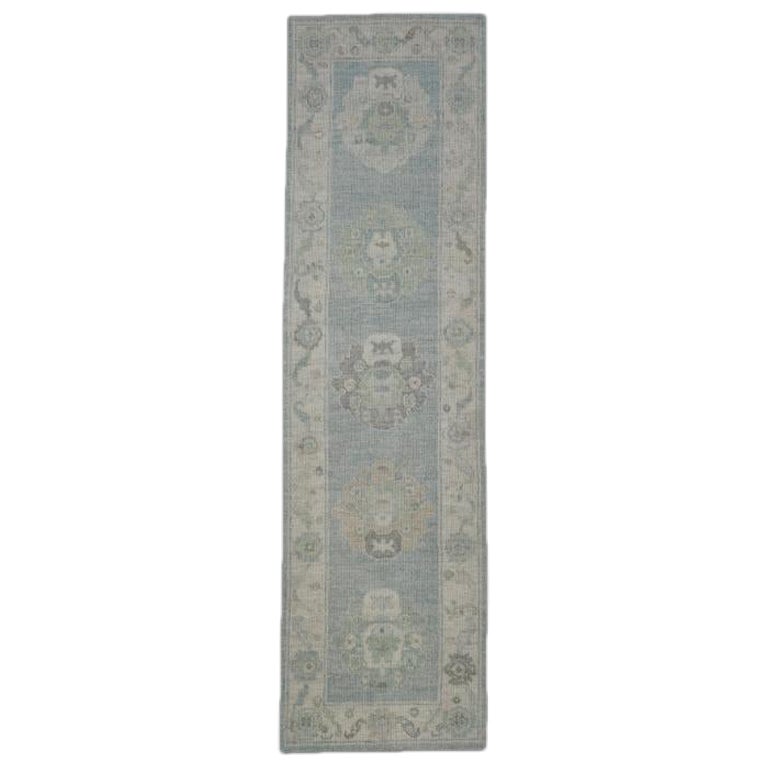 Tapis turc Oushak oriental fait à la main 2'1" x 10'3" n° 11666