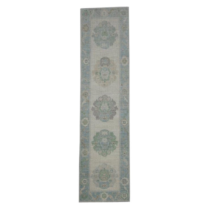 Turkish Oushak Rug Oriental Handmade 2'9" x 10'5" #11593 For Sale