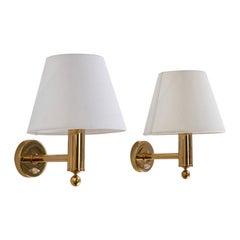 Bergboms, Wall Lights, Brass, Fabric, Sweden, 1970s
