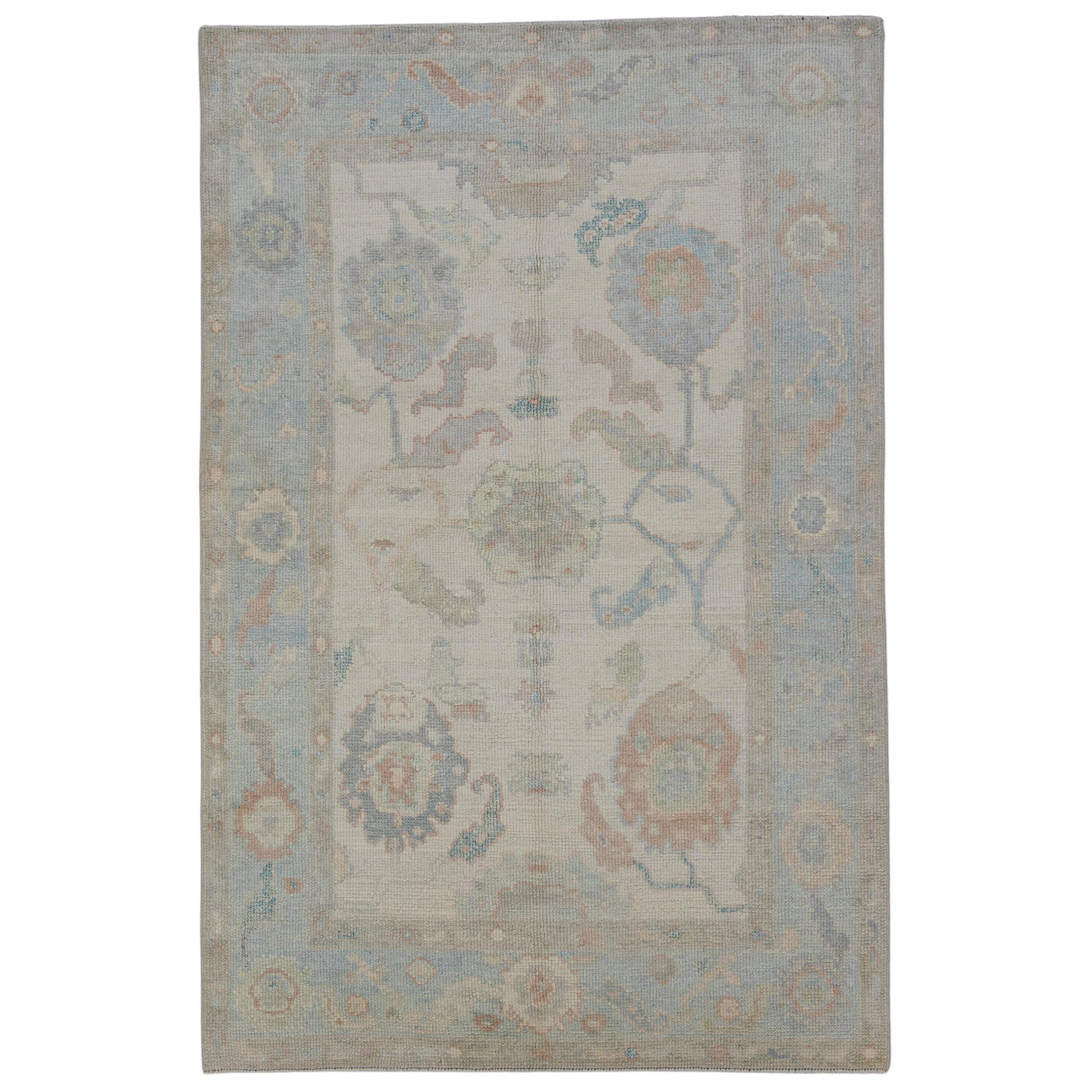Turkish Oushak Rug Oriental Handmade 4'1" x 6'3" #12224 For Sale