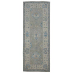 Tappeto Oushak turco orientale fatto a mano 3'11" x 10'3" #11950