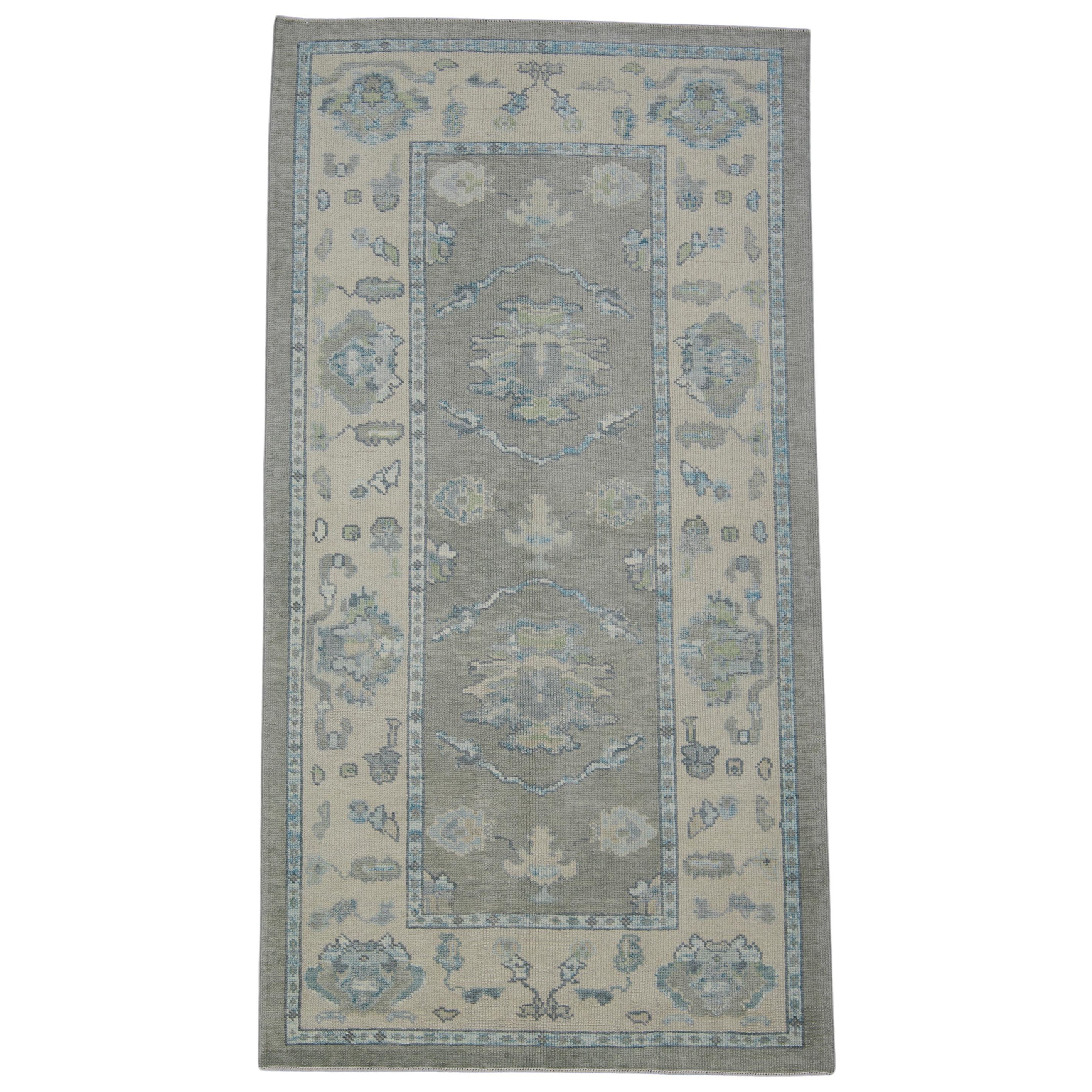 Turkish Oushak Rug Oriental Handmade 4'2" x 7'11" #11944 For Sale