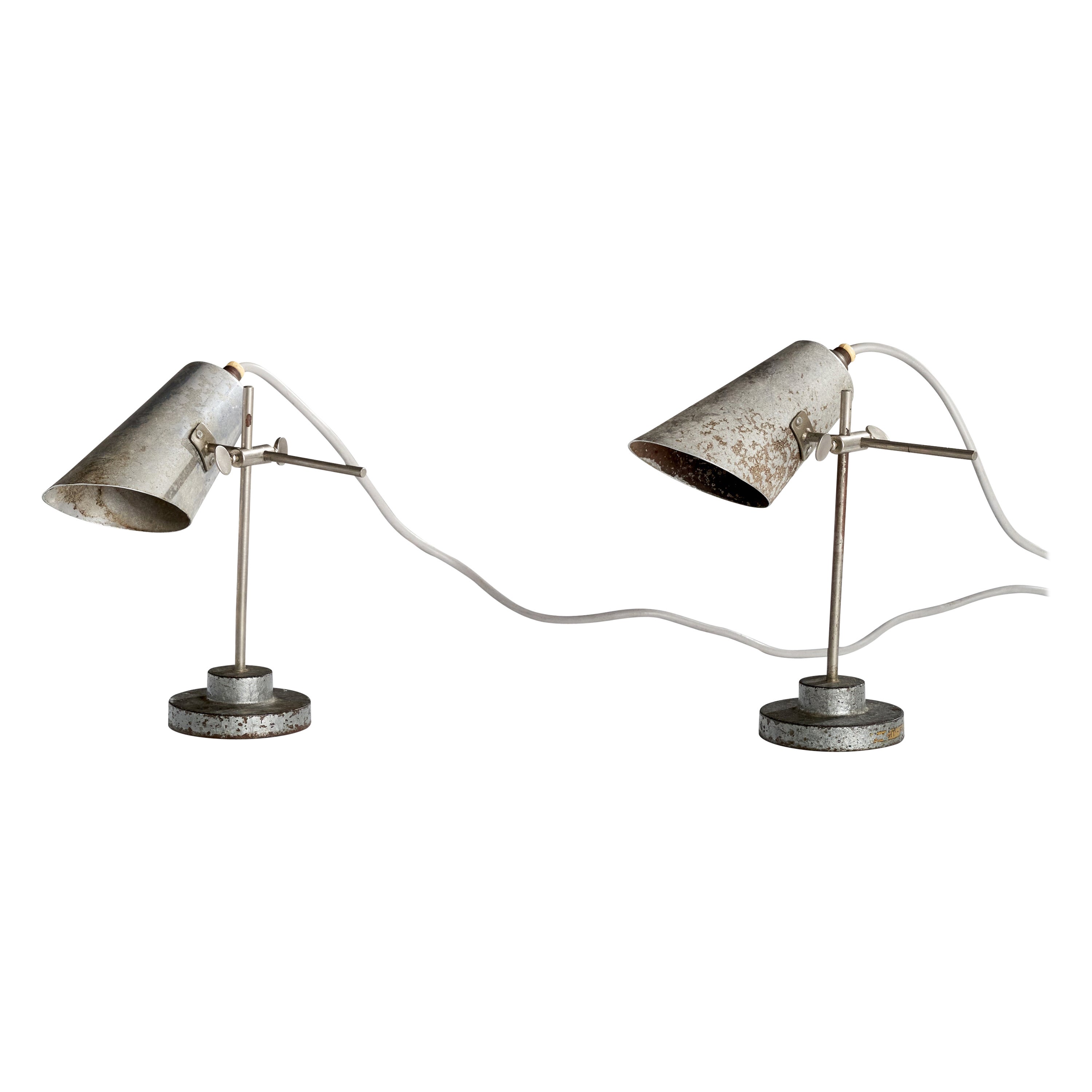 French Designer, Table Lamps, Metal, France, 1930s