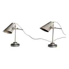 French Designer, Table Lamps, Metal, France, 1930s
