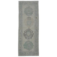 Türkischer Oushak-Teppich Orientalisch Handgefertigt 3'9" x 10'1" #11618