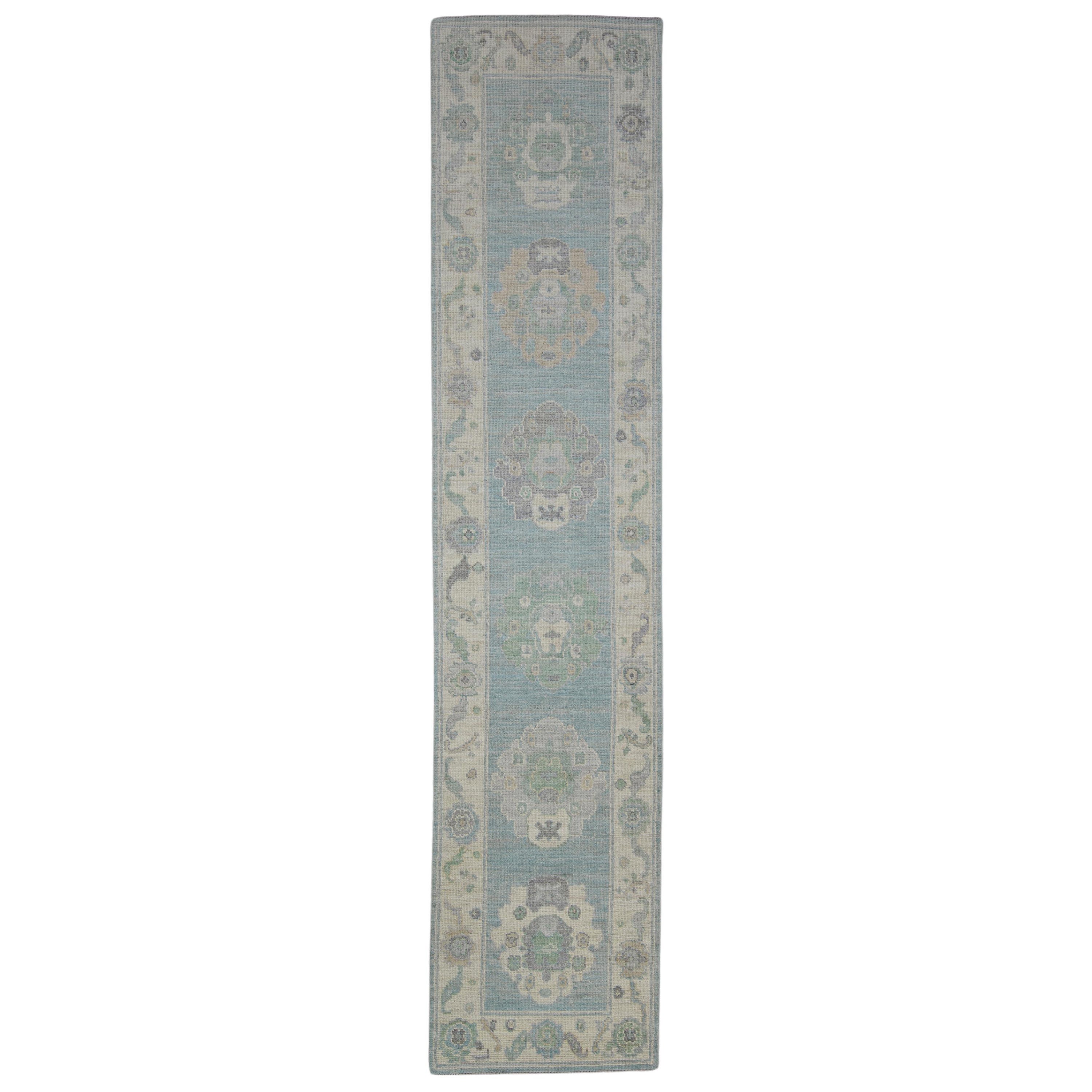 Turkish Oushak Rug Oriental Handmade 2'8" x 12'2" #11210