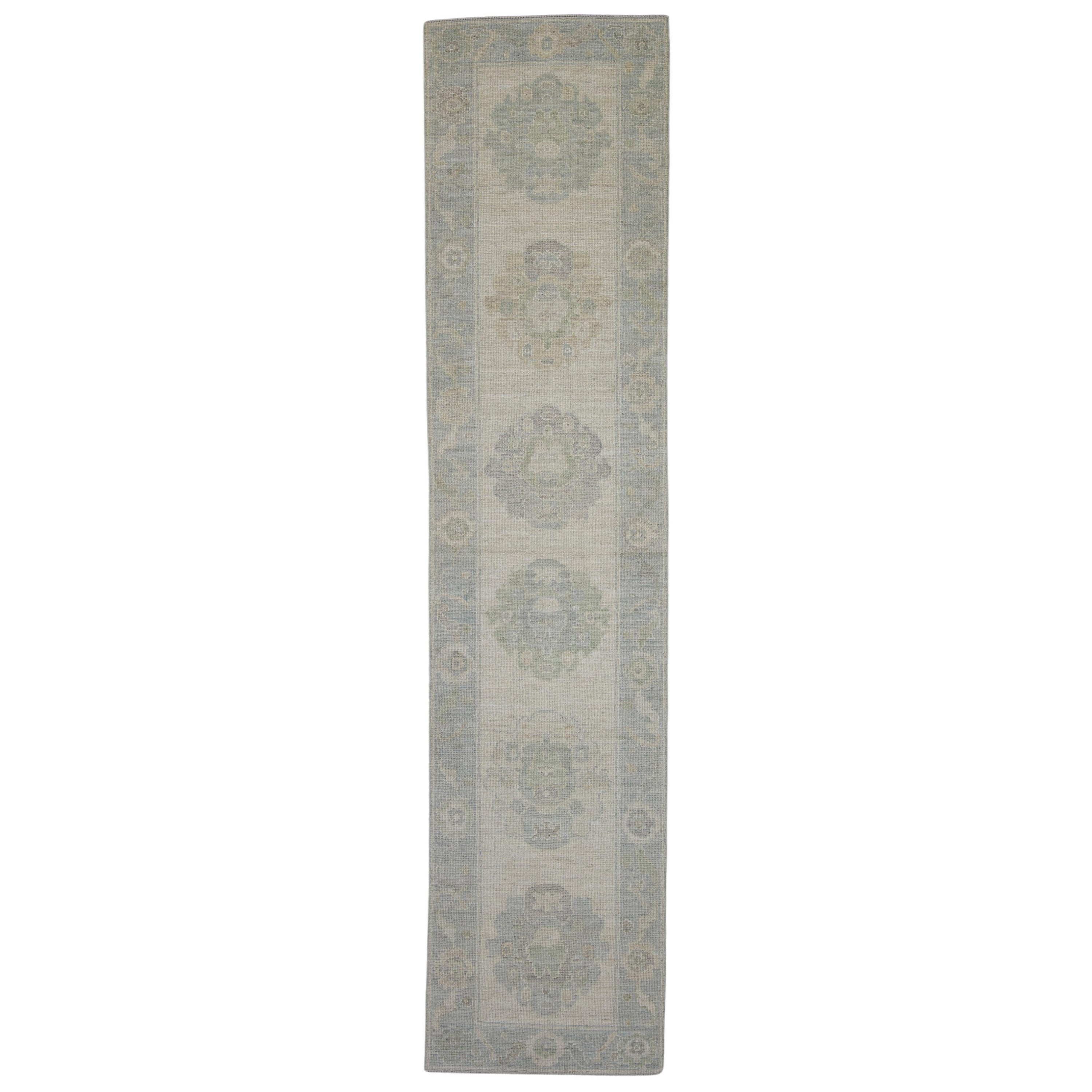 Turkish Oushak Rug Oriental Handmade 2'9" x 12'1" #11647