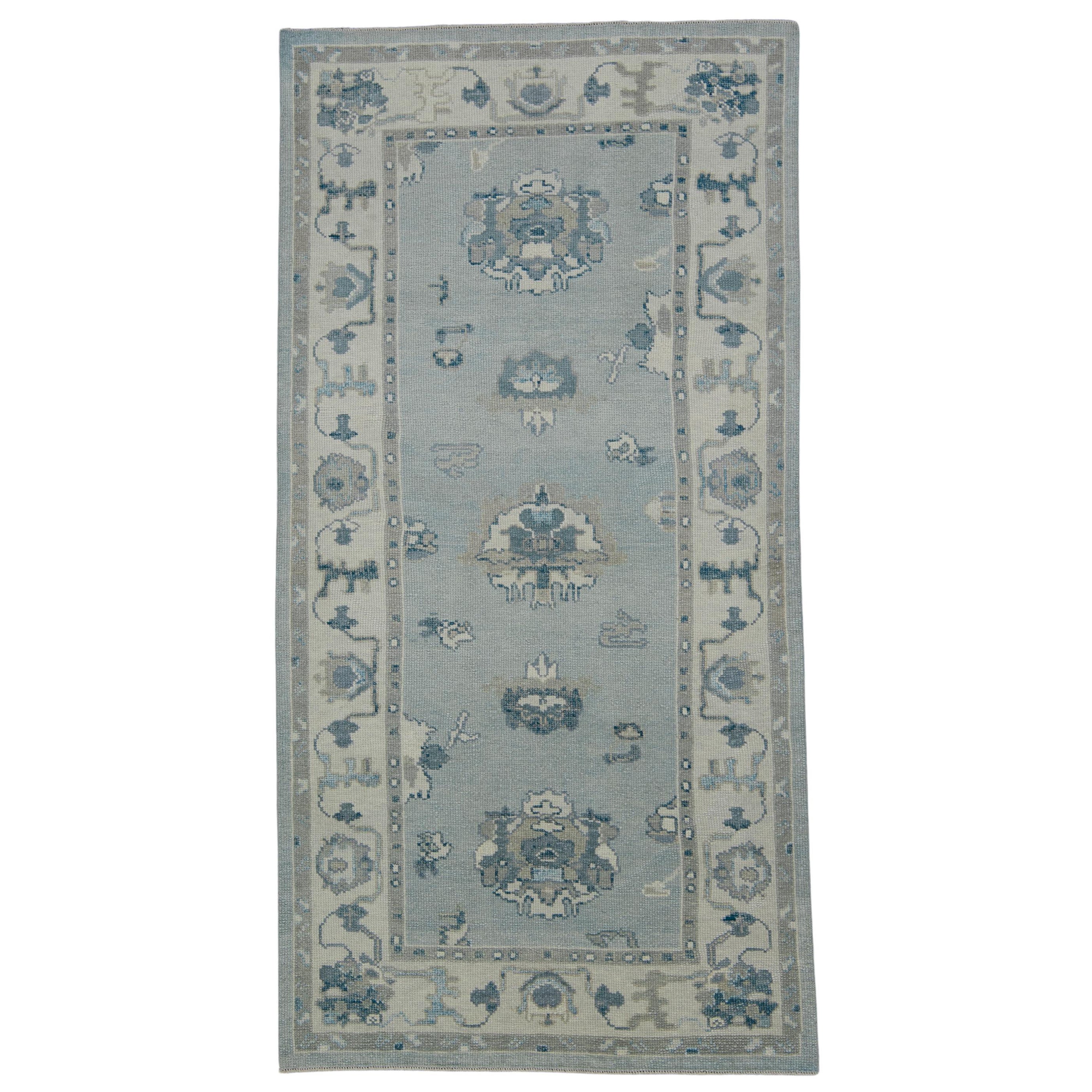 Türkischer Oushak-Teppich Orientalisch Handgefertigt 3'11" x 7'8" #7974