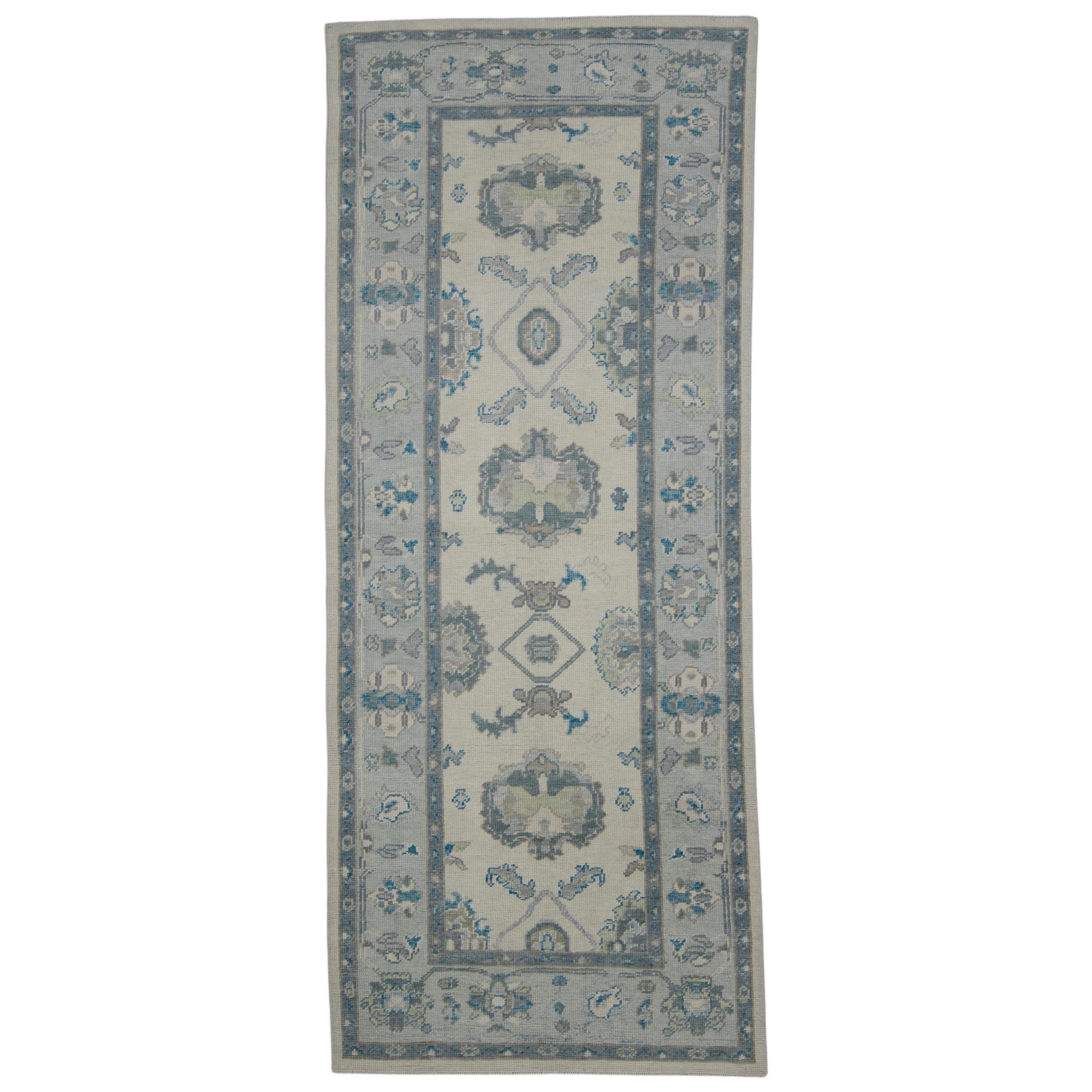 Türkischer Oushak-Teppich Orientalisch Handgefertigt 3'10" x 9'5" #7547