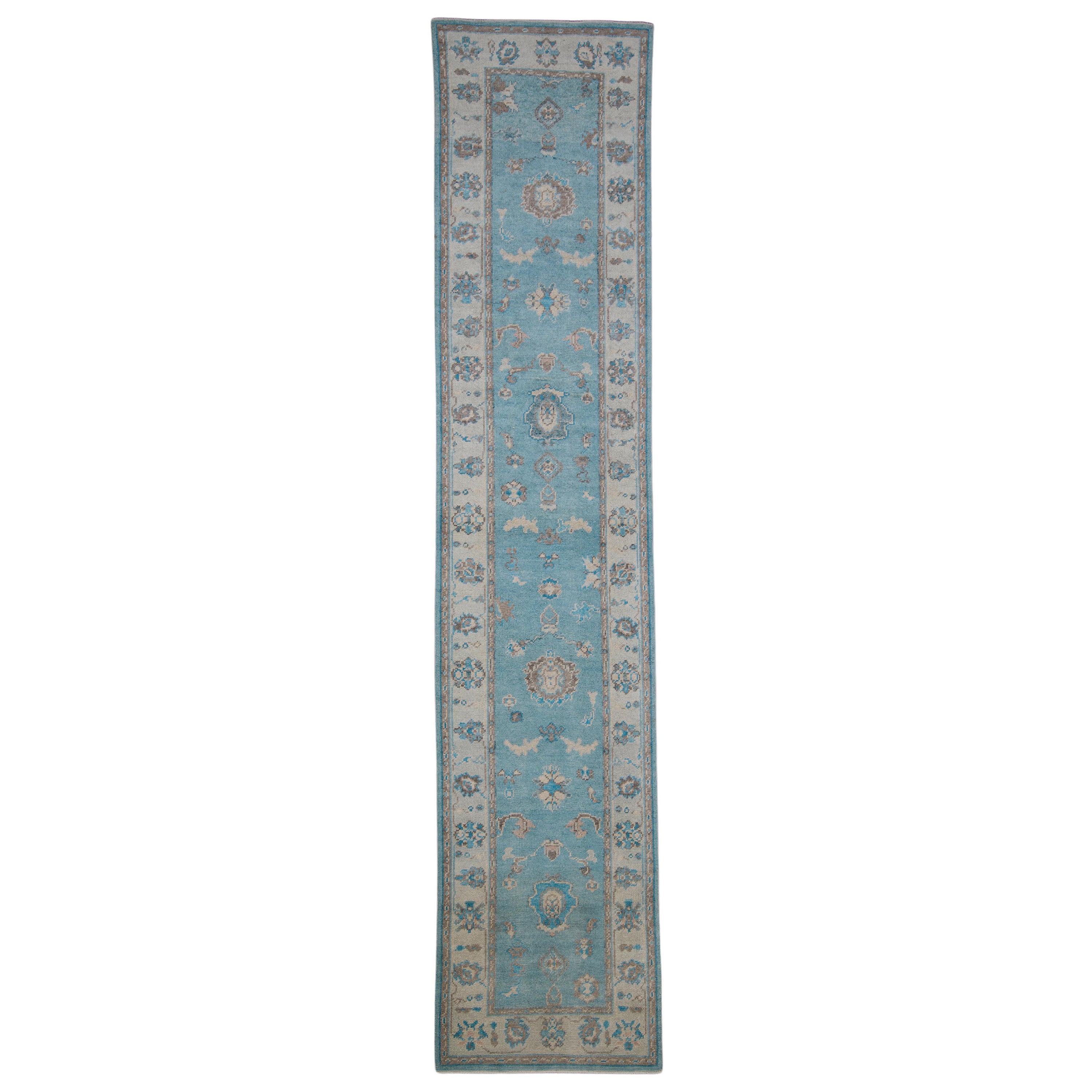 Türkischer Oushak-Teppich Orientalisch Handgefertigt 2'10" x 13'5" #2377