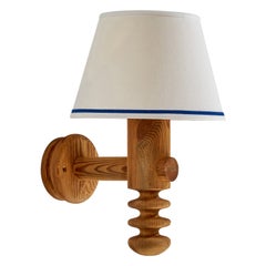 Uno Kristiansson, Wall Light, Pine, Fabric, Sweden, 1970s