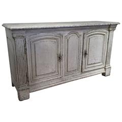Antique French Louis XIV Painted Buffet with Faux Marble Top