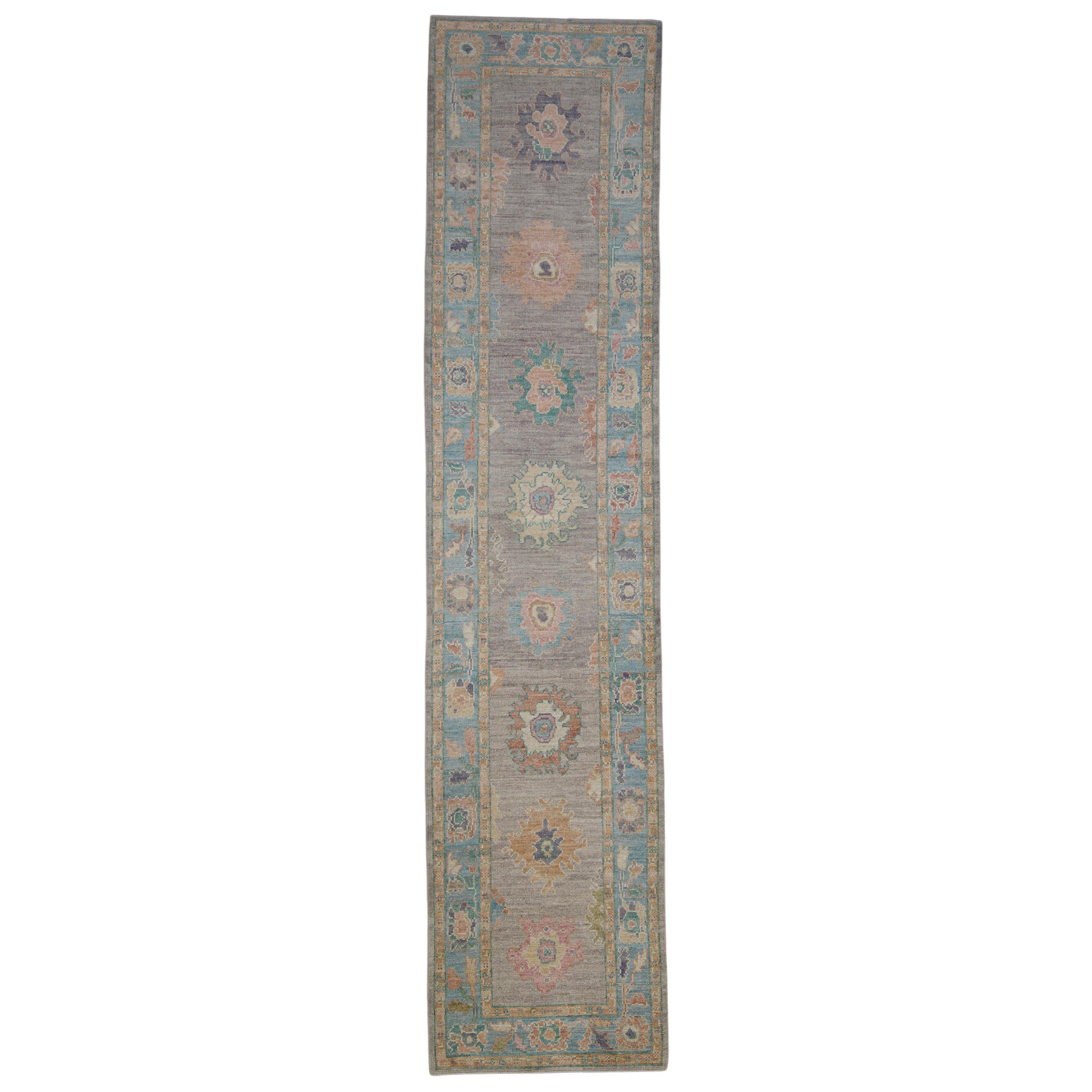 Türkischer Oushak-Teppich Orientalisch Handgefertigt 2'11" x 13'1" #2083