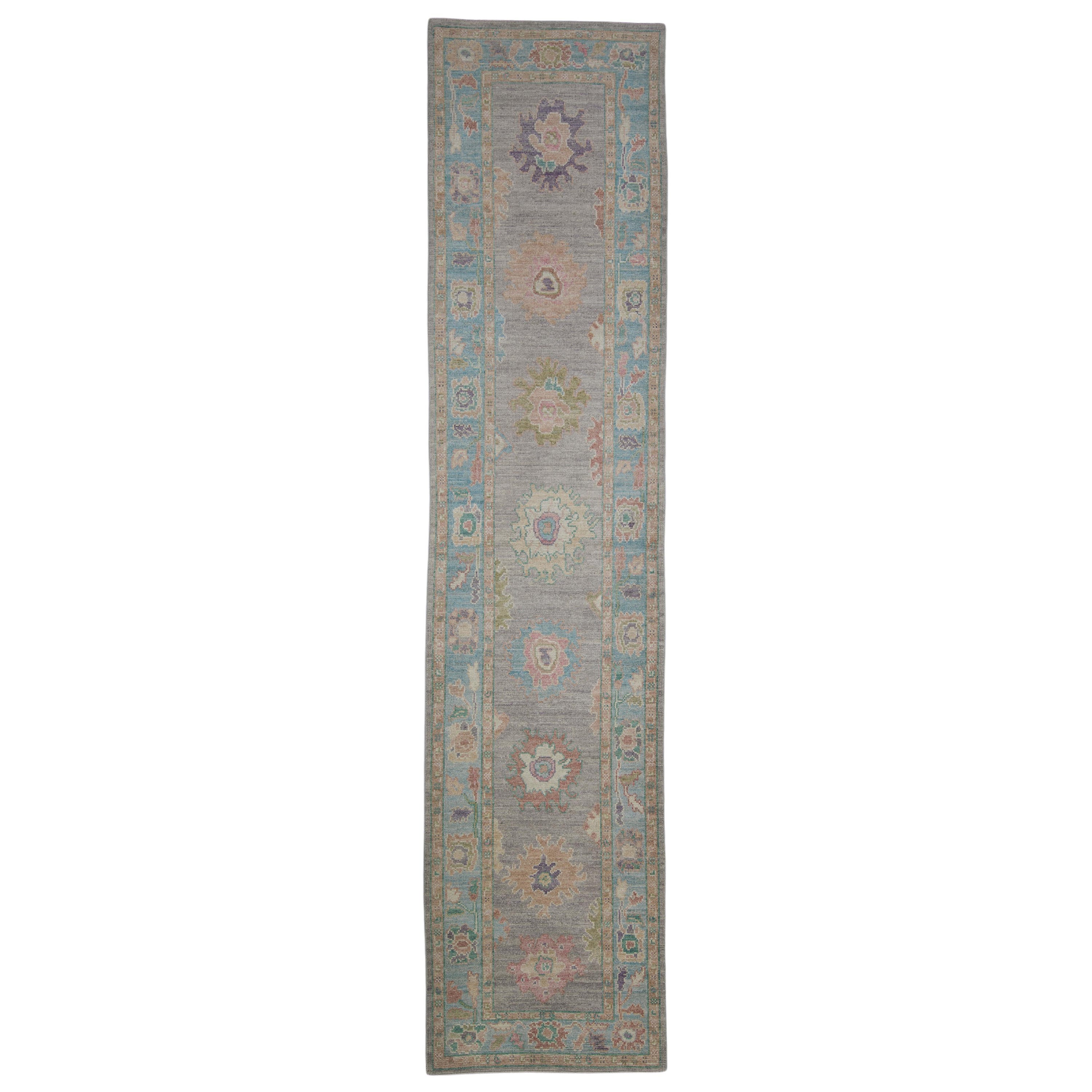 Turkish Oushak Rug Oriental Handmade 3'1" x 13'7" #2009