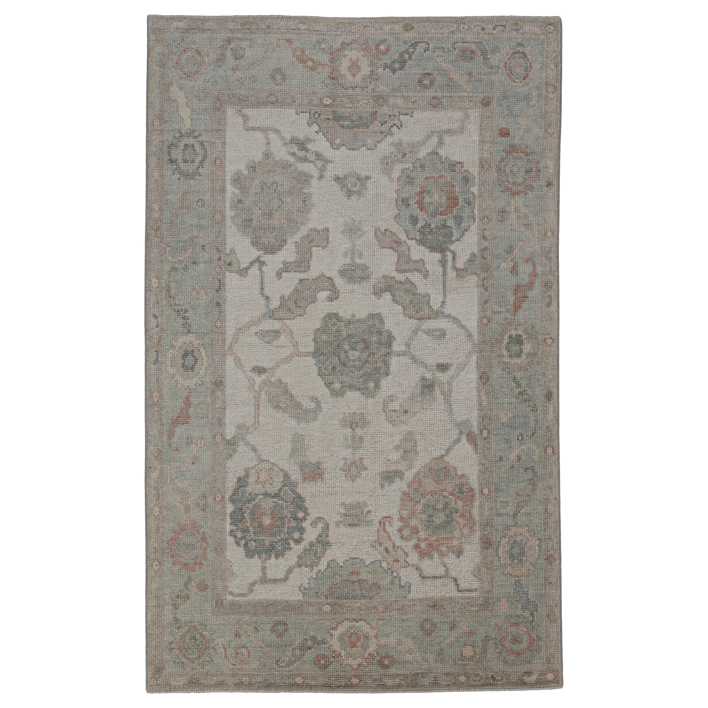 Tapis turc Oushak oriental fait à la main 4' x 6'5" n°12120