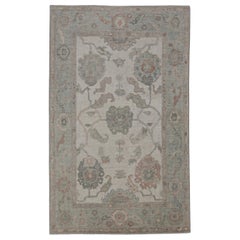 Tapis turc Oushak oriental fait à la main 4' x 6'5" n°12120