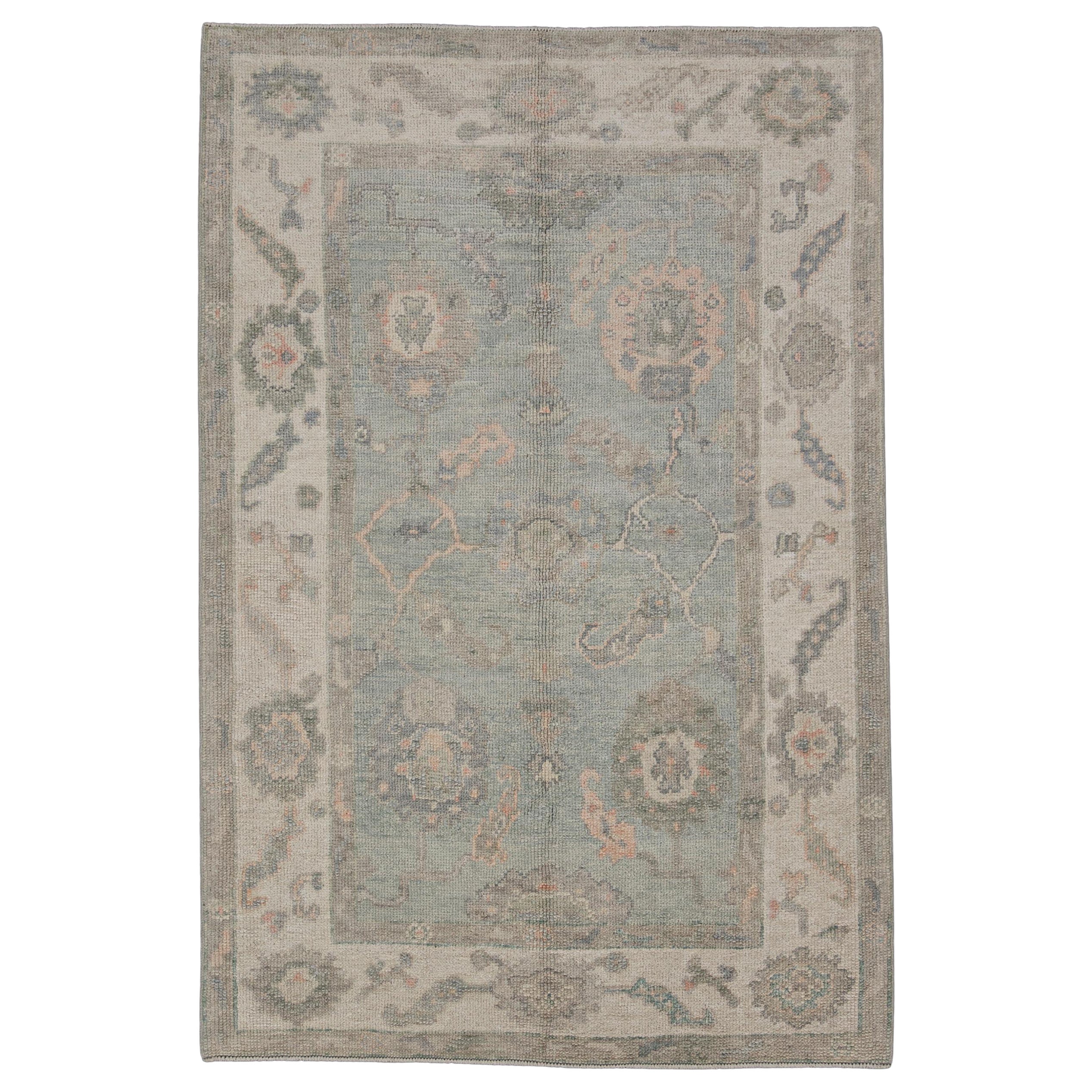 Turkish Oushak Rug Oriental Handmade 4' x 6' #12043 For Sale