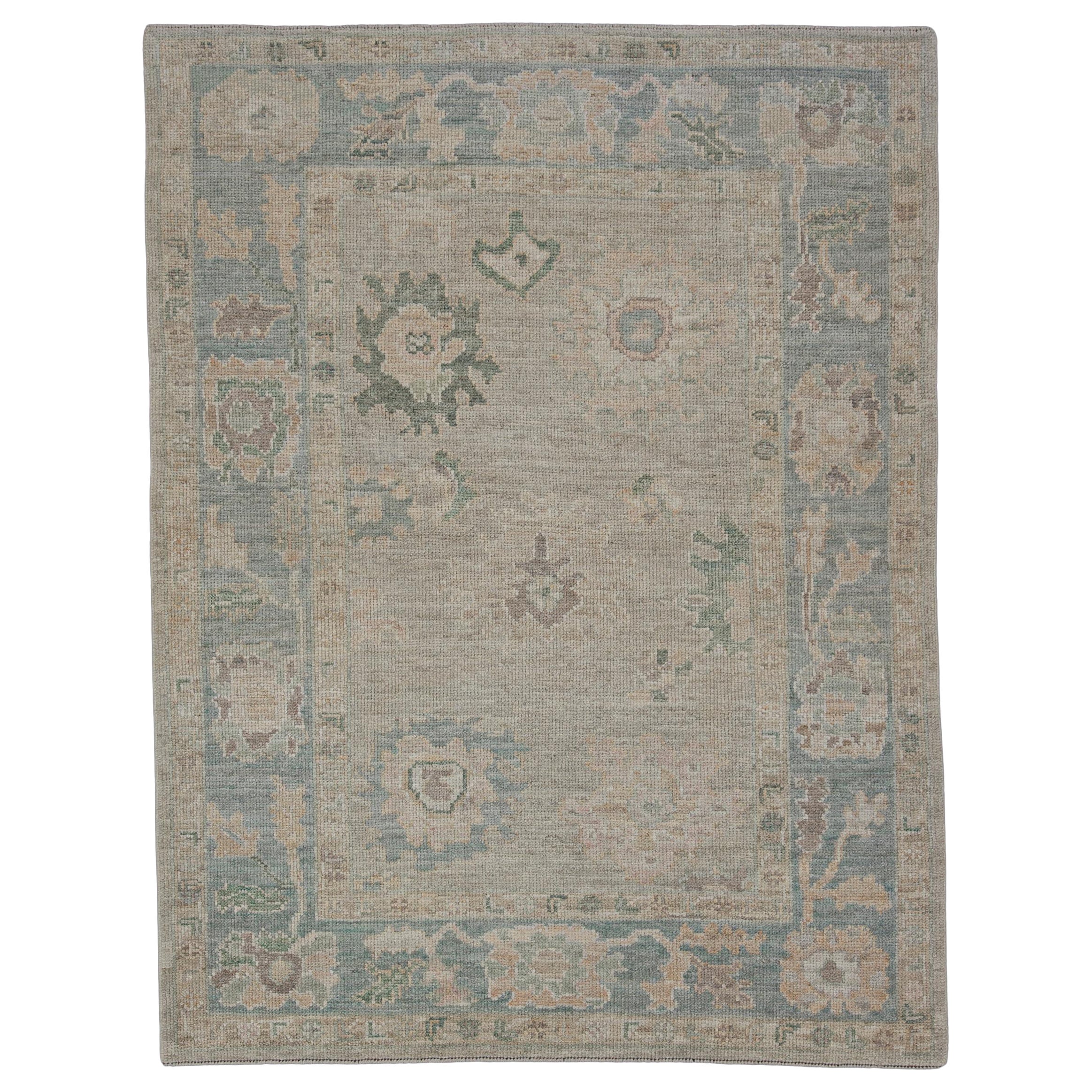 Turkish Oushak Rug Oriental Handmade 4'2" x 5'6" #11801