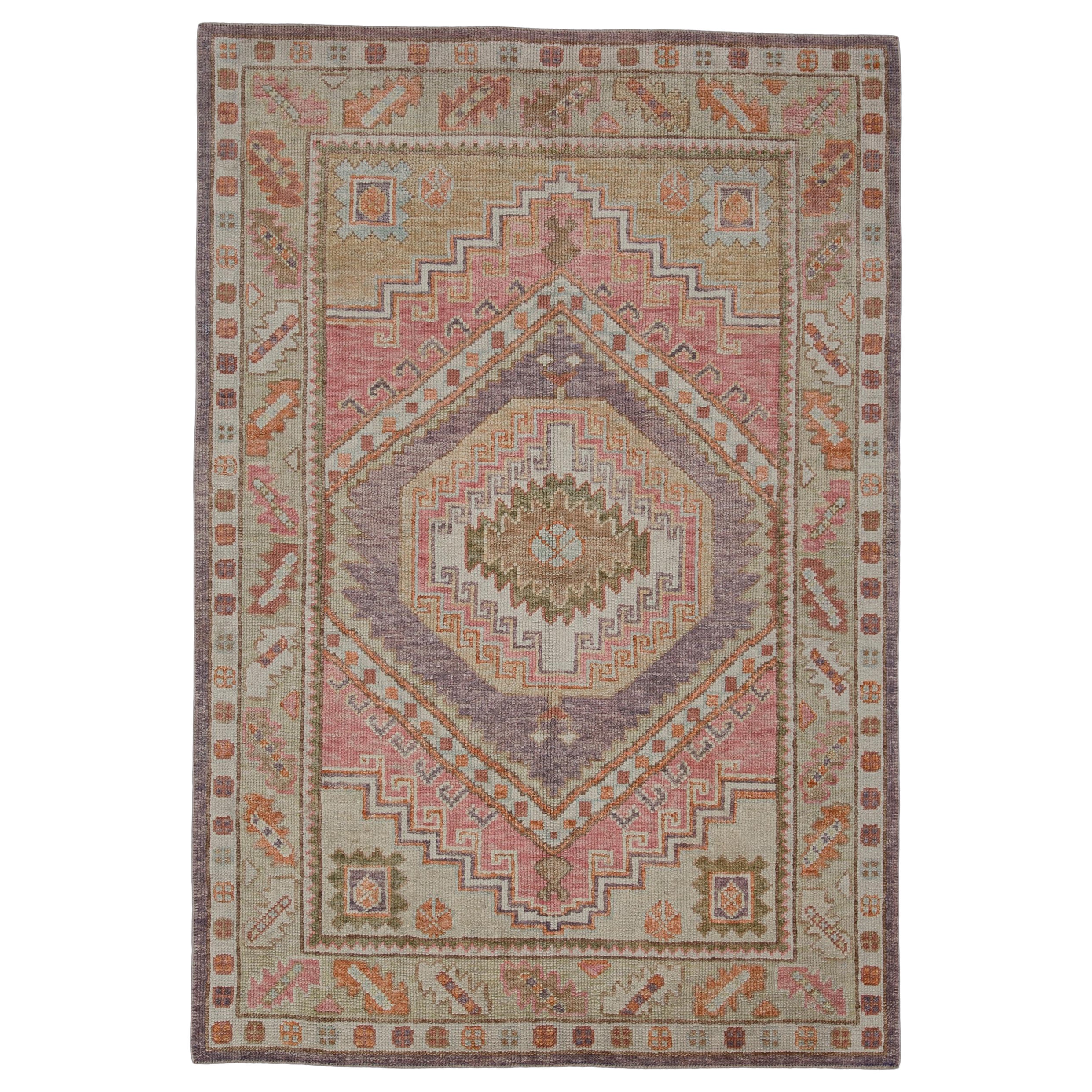 Türkischer Oushak-Teppich Orientalisch Handgefertigt 4' x 5'11" #2157
