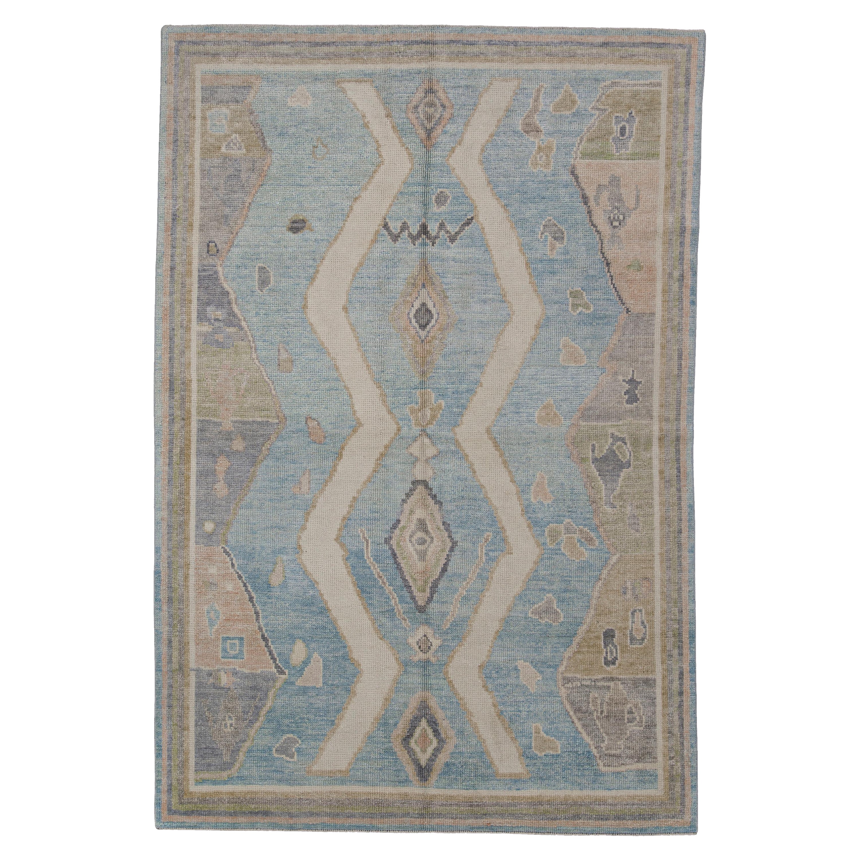Turkish Oushak Rug Oriental Handmade 4'10" x 7'2" #12080