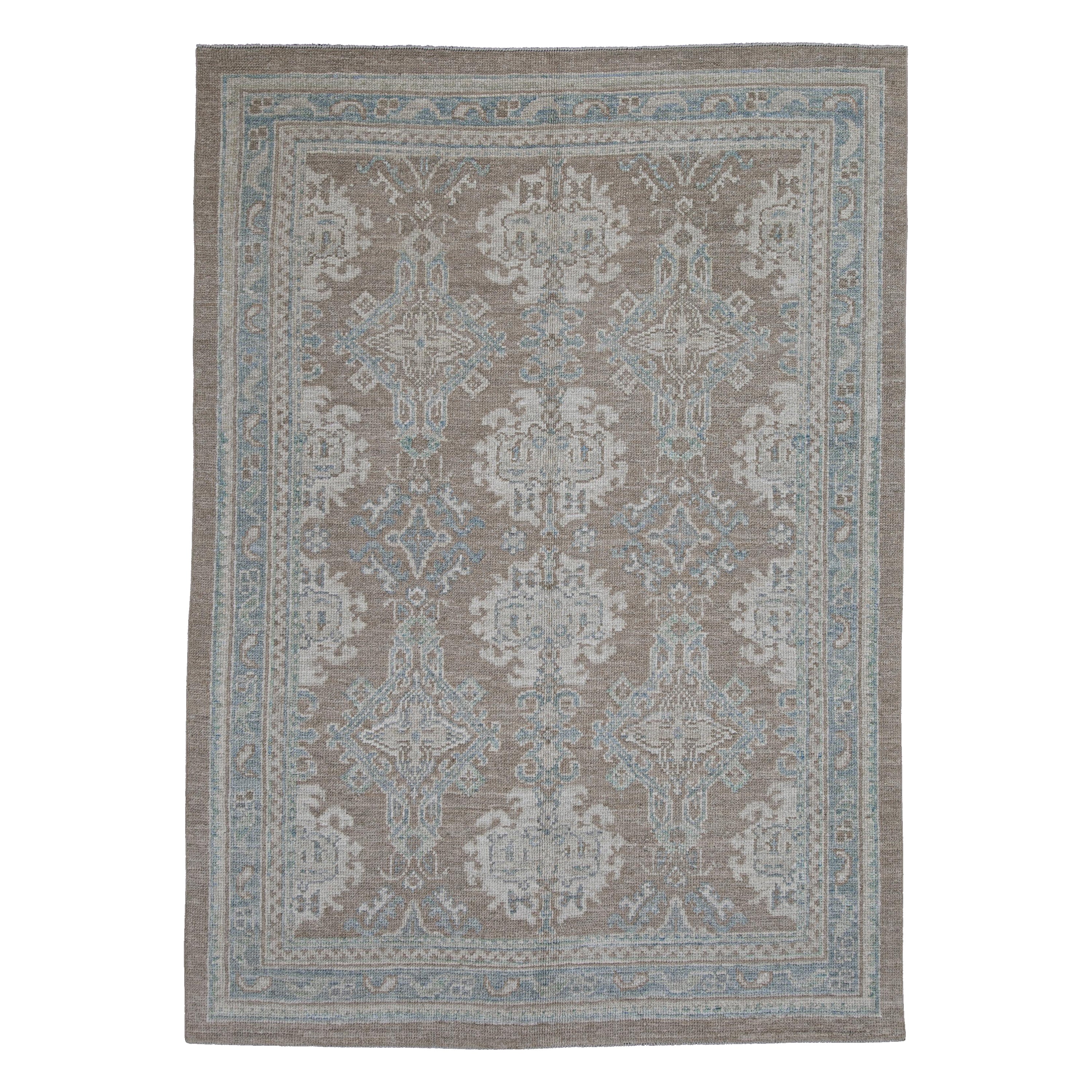 Turkish Oushak Rug Oriental Handmade 4'11" x 6'9" #11573 For Sale