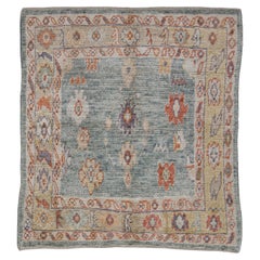 Square Turkish Oushak Rug Oriental Handmade 5'4" x 5'10" #4595