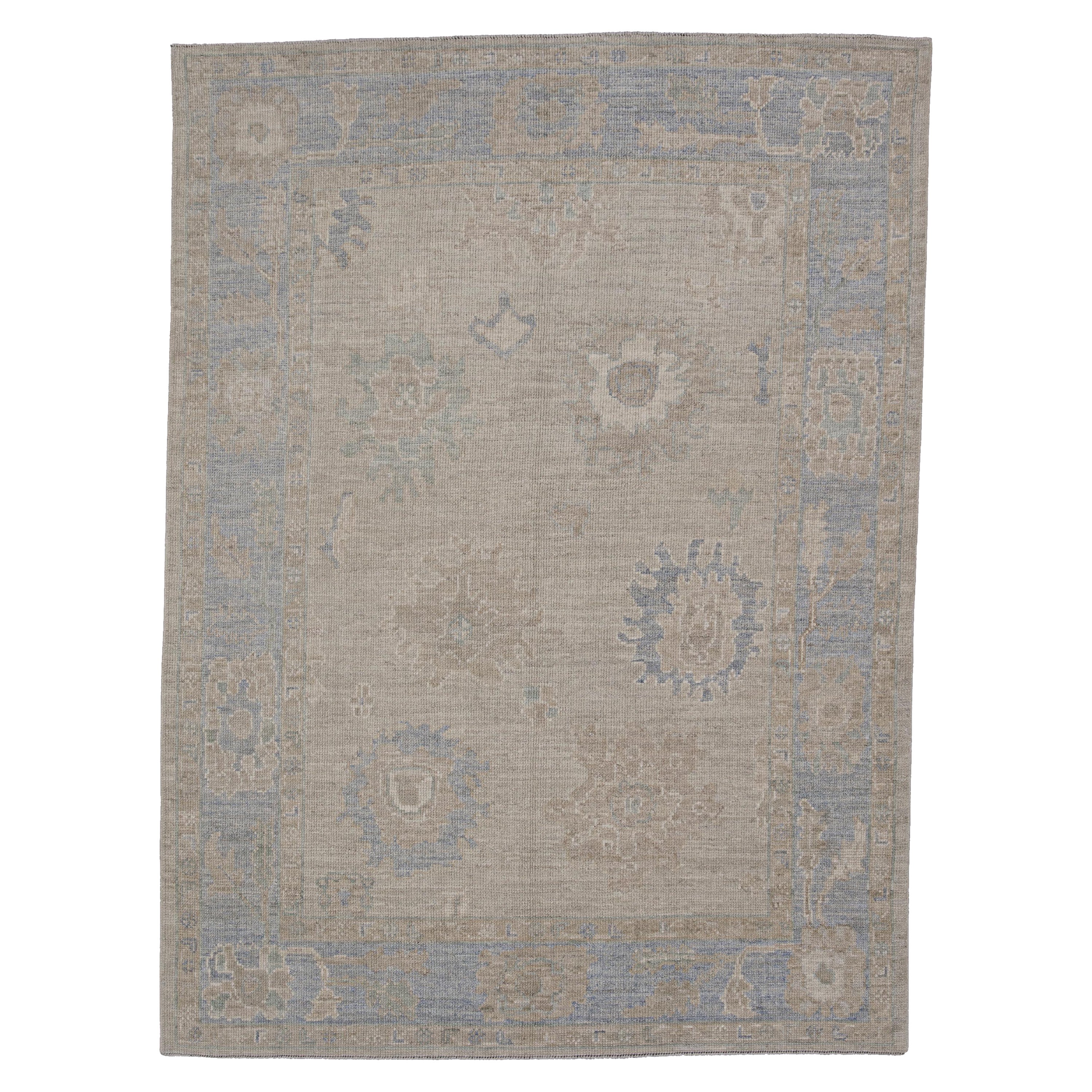 Turkish Oushak Rug Oriental Handmade 5'2" x 7' #11552 For Sale