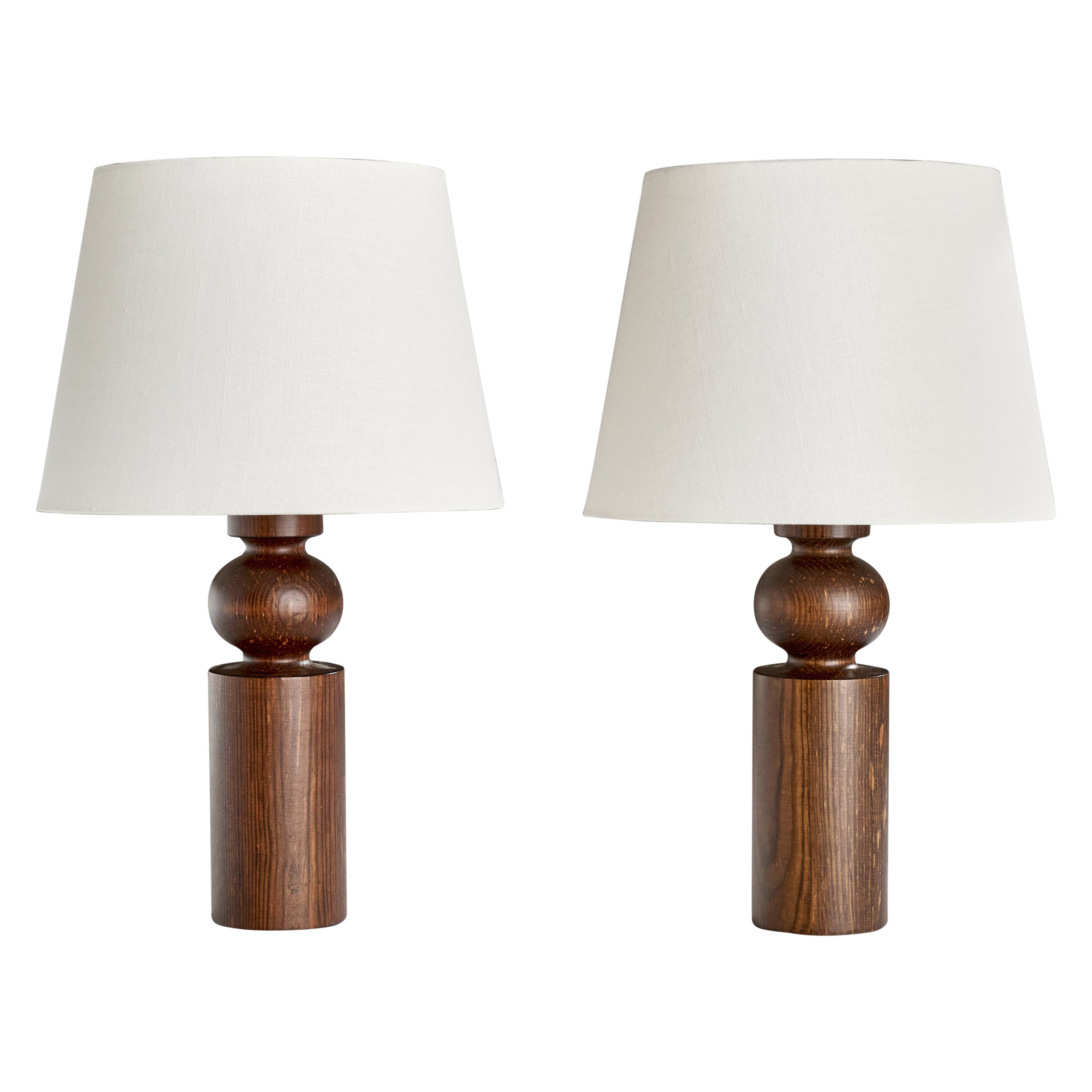 Uno Kristiansson, Table Lamps, Pine, Sweden, 1970s