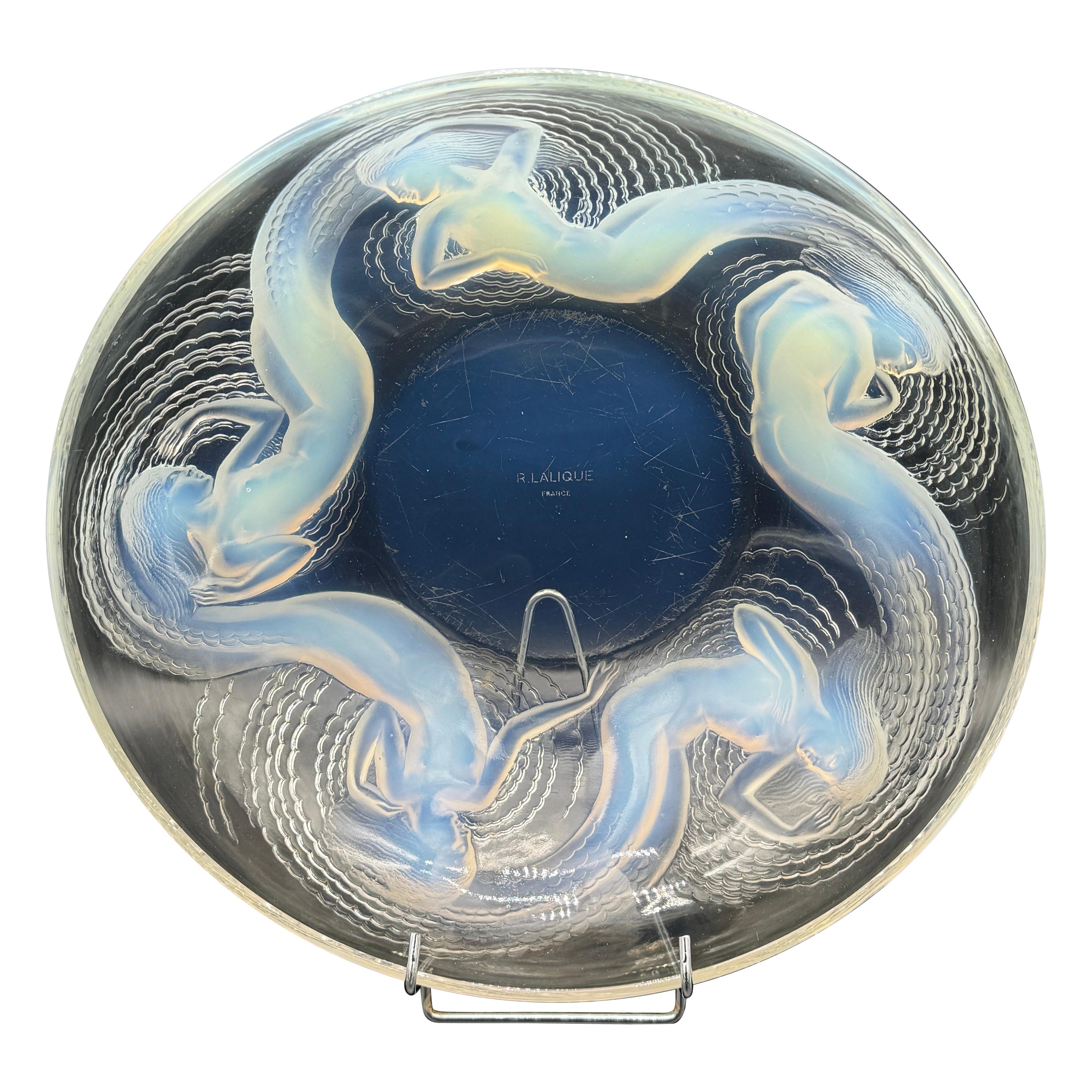 René Lalique Art Deco Opalescent Glass Calypso Bowl