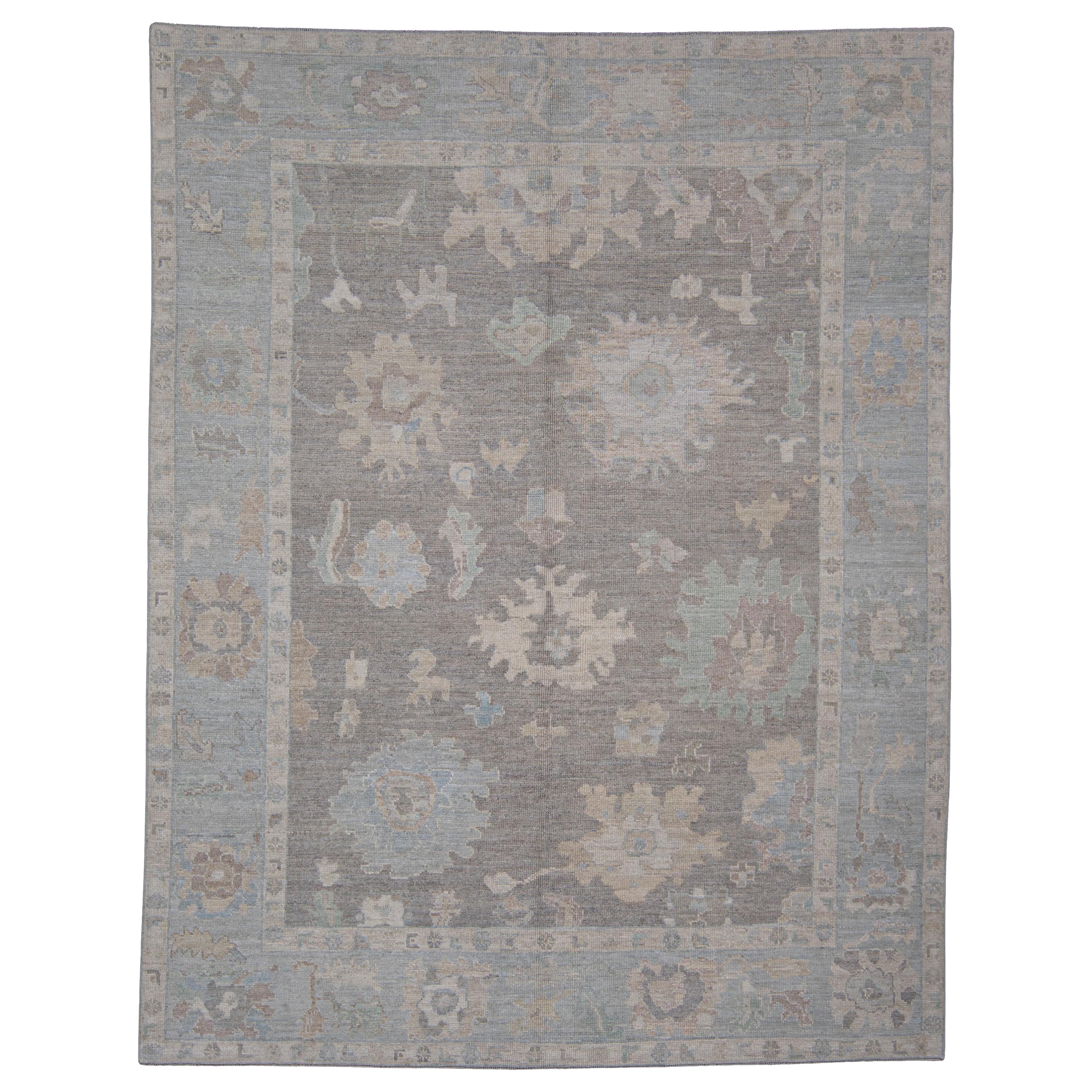Türkischer Oushak-Teppich Orientalisch Handgefertigt 7'9" x 10' #11743