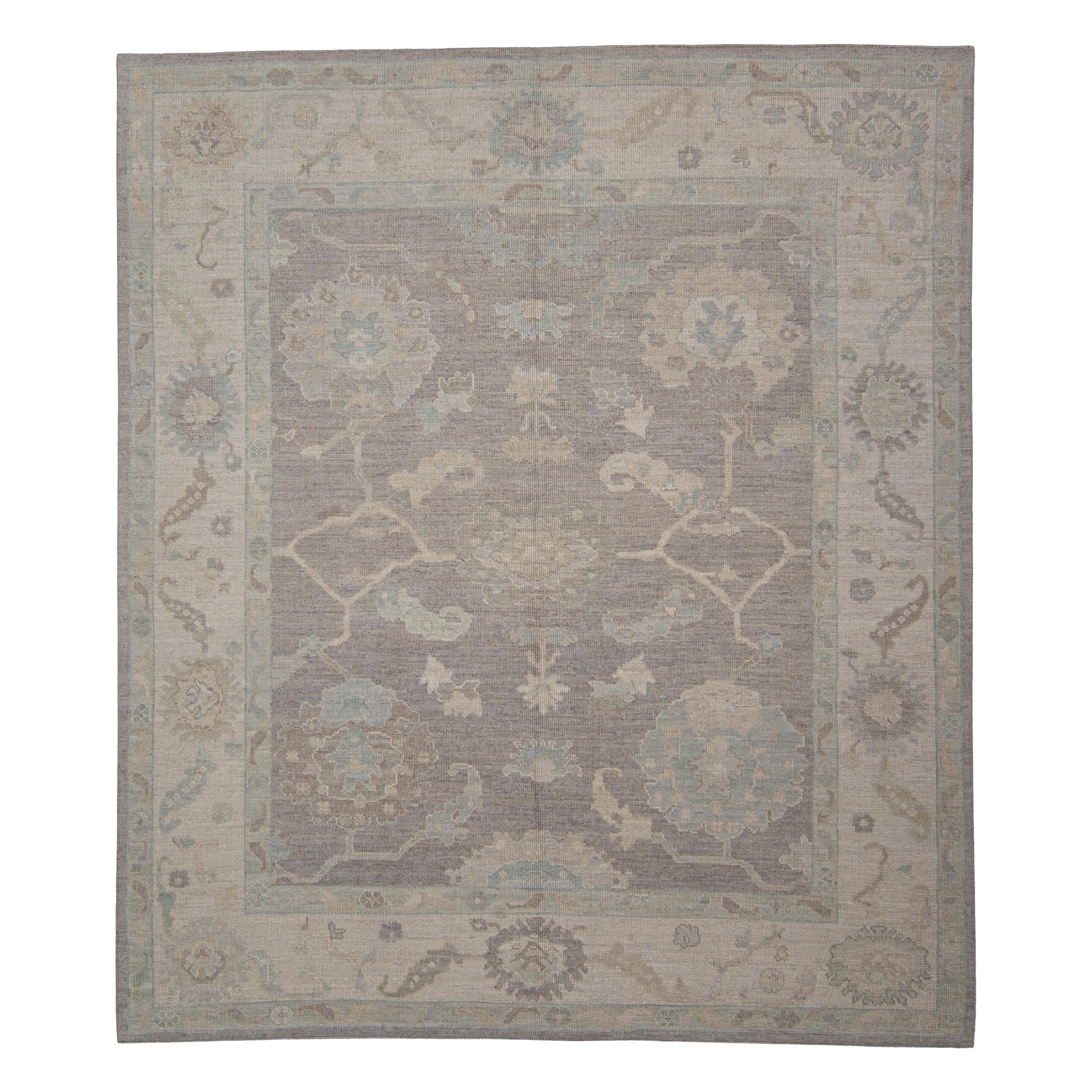 Türkischer Oushak-Teppich Orientalisch Handgefertigt 8'7" x 9'11" #11726