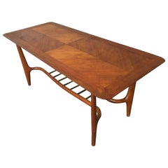 Wonderful Italian Coffee Table, Walnut and Brass