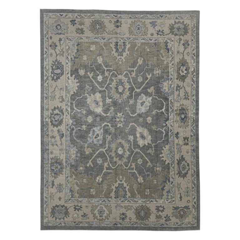 Tapis turc Oushak oriental fait à la main 9'7" x 12'6" n° 12186