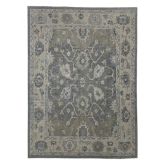 Tapis turc Oushak oriental fait à la main 9'7" x 12'6" n° 12186