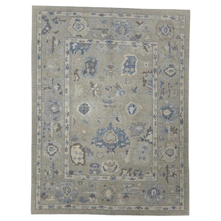 Türkischer Oushak-Teppich Orientalischer handgefertigter Teppich 9'1" x 11'10" #11816